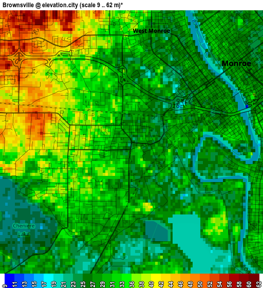 Brownsville elevation map