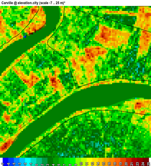 Carville elevation map