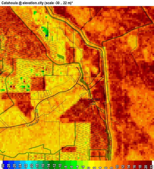 Catahoula elevation map