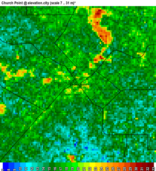 Church Point elevation map