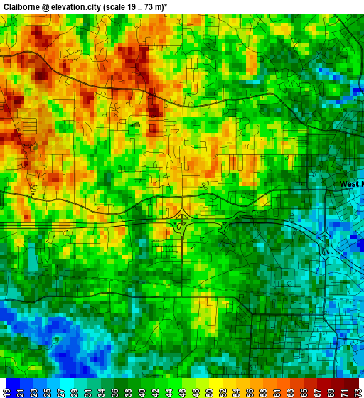 Claiborne elevation map