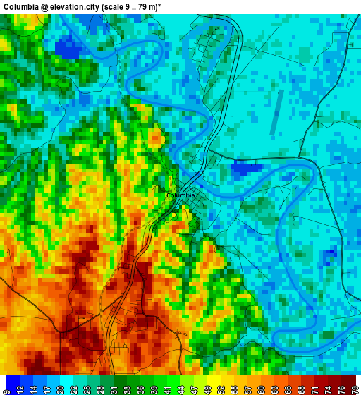 Columbia elevation map