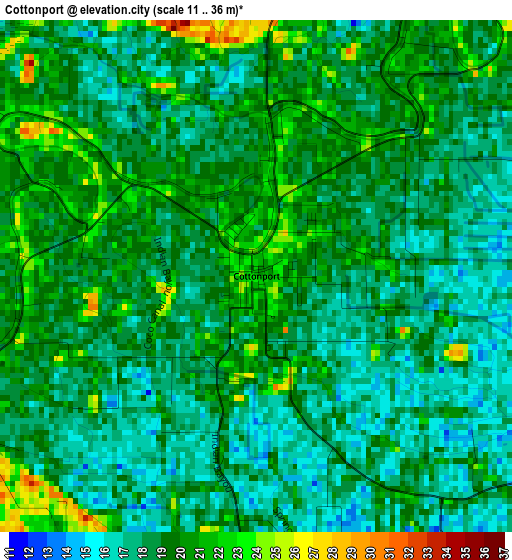 Cottonport elevation map