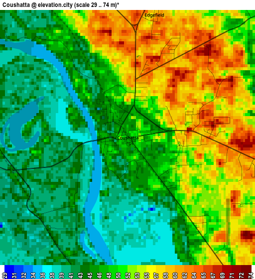 Coushatta elevation map