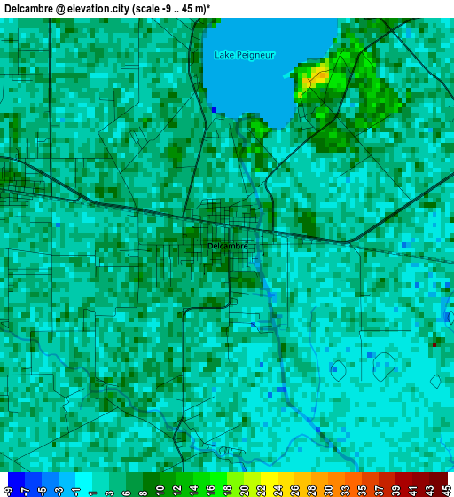 Delcambre elevation map