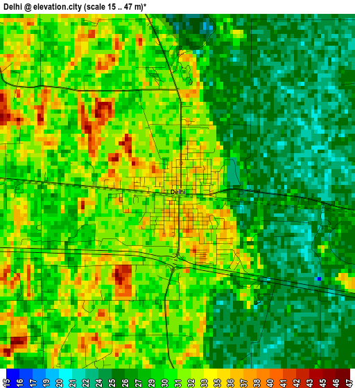 Delhi elevation map