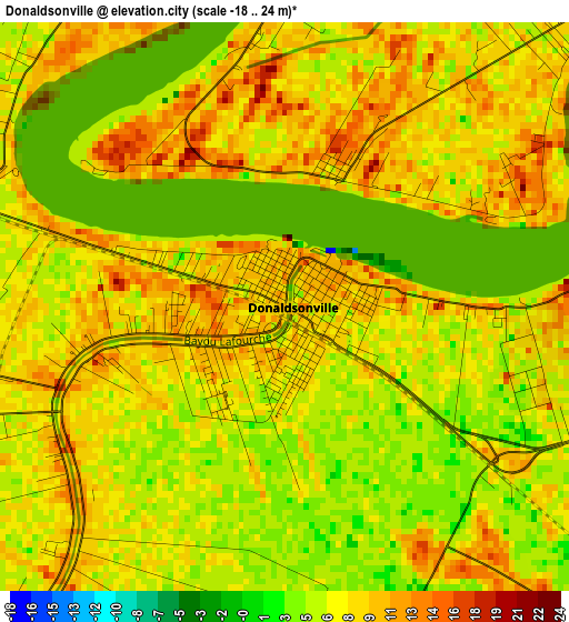 Donaldsonville elevation map