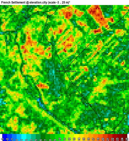 French Settlement elevation map