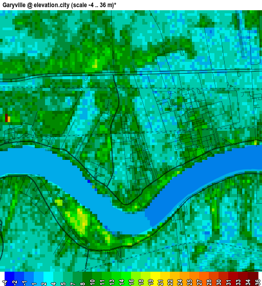 Garyville elevation map