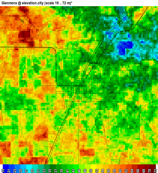 Glenmora elevation map