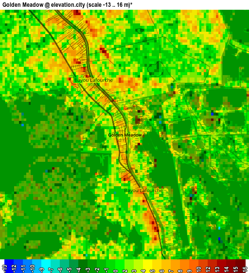 Golden Meadow elevation map