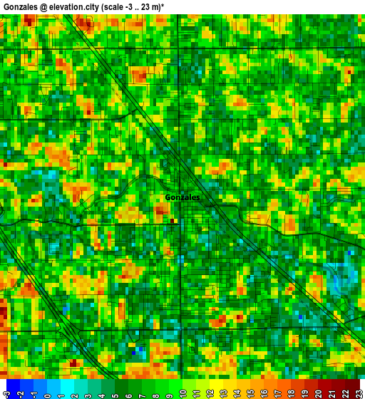 Gonzales elevation map