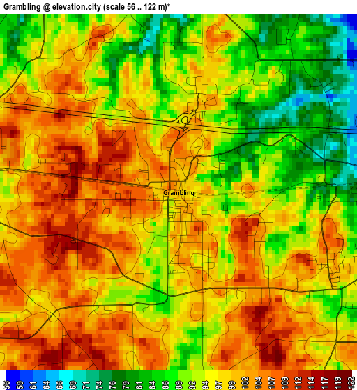 Grambling elevation map