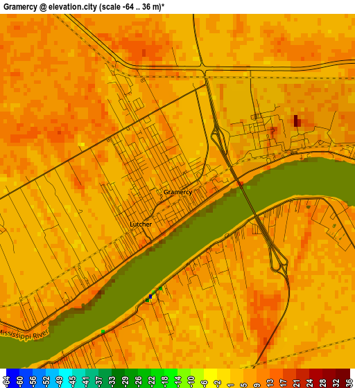 Gramercy elevation map