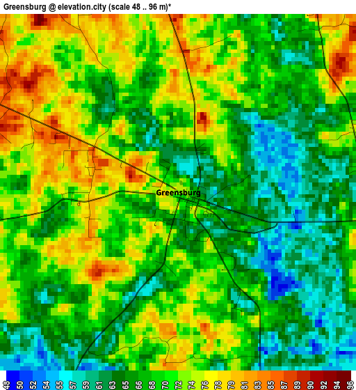 Greensburg elevation map