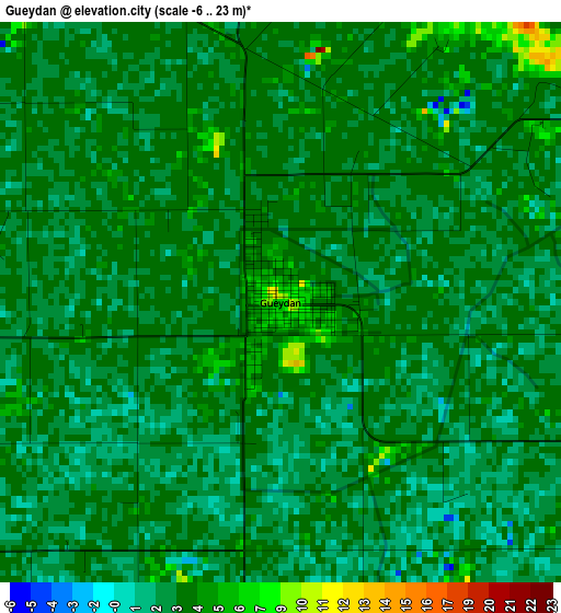 Gueydan elevation map