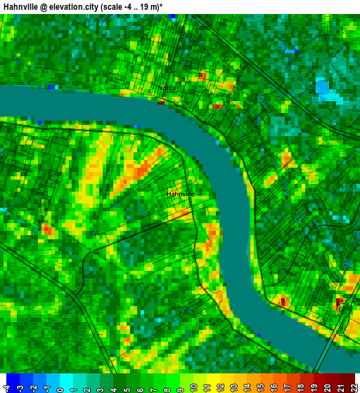 Hahnville elevation map