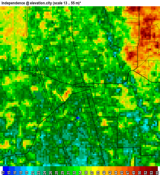 Independence elevation map