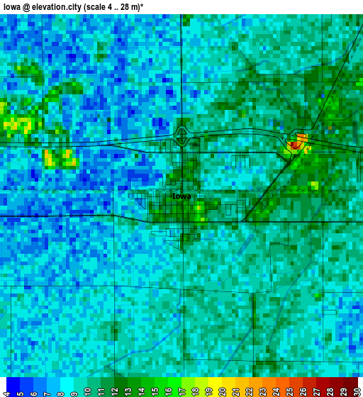 Iowa elevation map