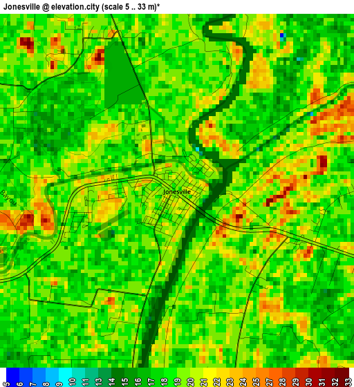 Jonesville elevation map