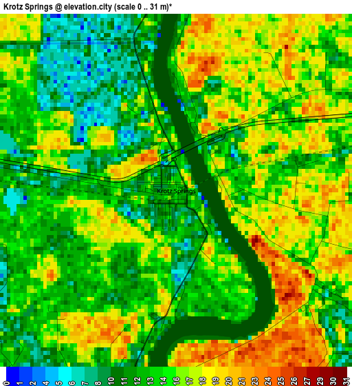 Krotz Springs elevation map