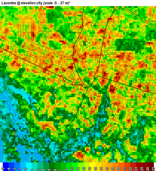 Lacombe elevation map