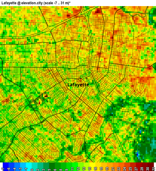 Lafayette elevation map