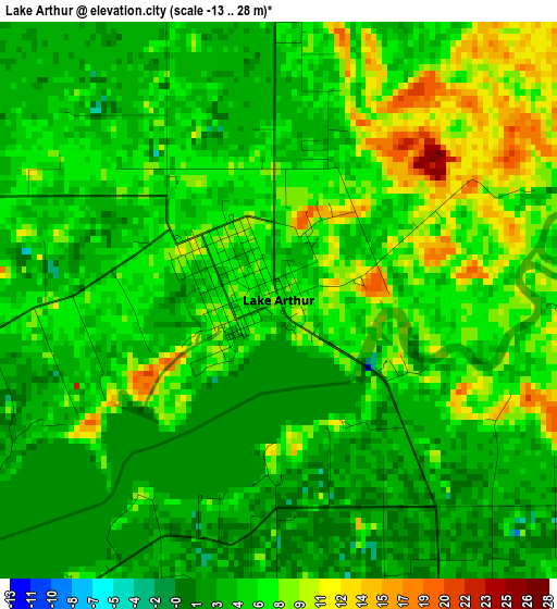 Lake Arthur elevation map