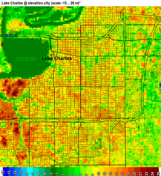 Lake Charles elevation map