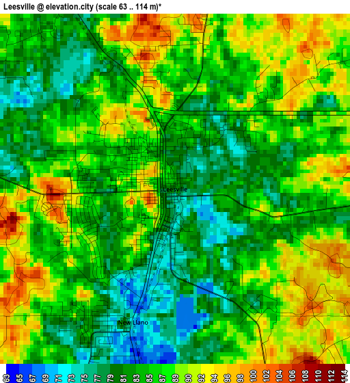 Leesville elevation map