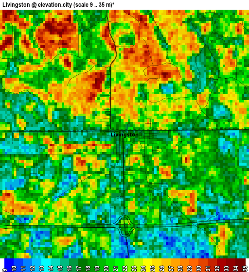 Livingston elevation map