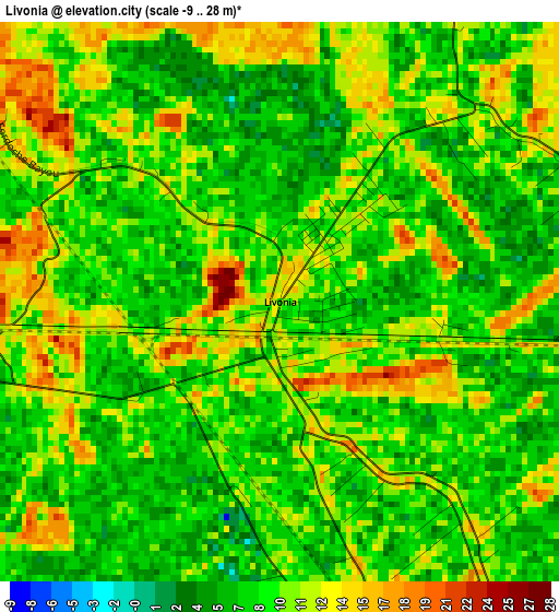 Livonia elevation map