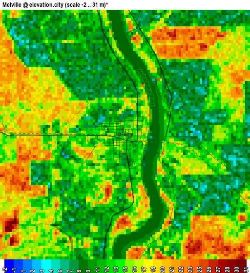 Melville elevation map