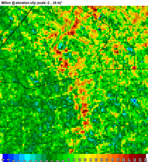 Milton elevation map