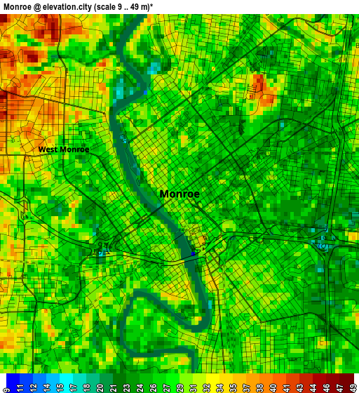 Monroe elevation map