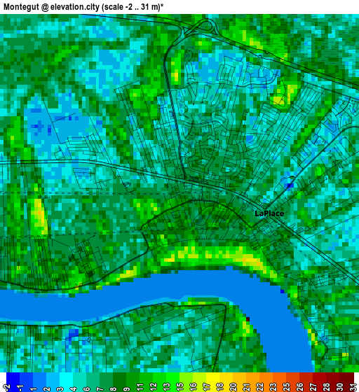 Montegut elevation map