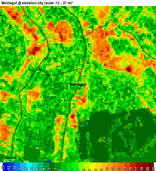 Montegut elevation map