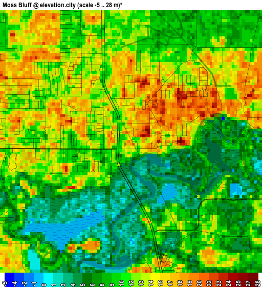 Moss Bluff elevation map