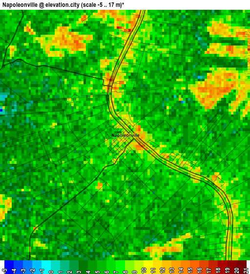 Napoleonville elevation map