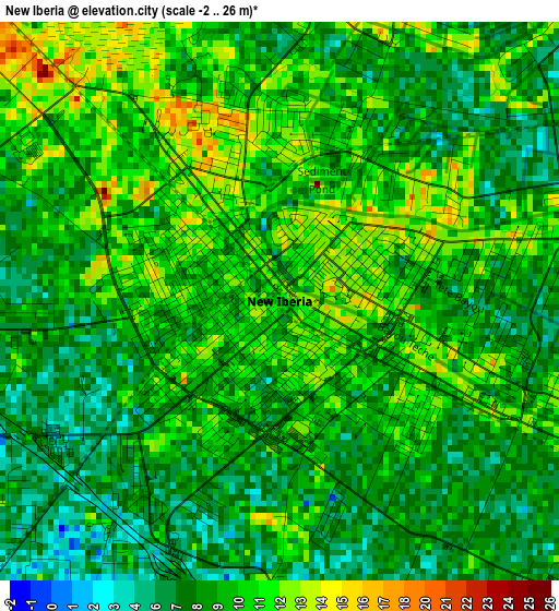 New Iberia elevation map