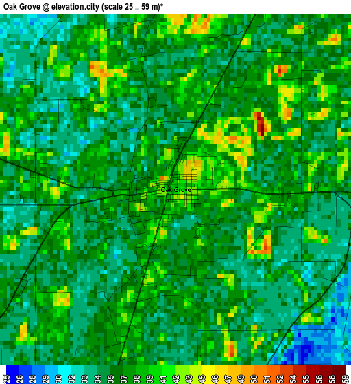 Oak Grove elevation map