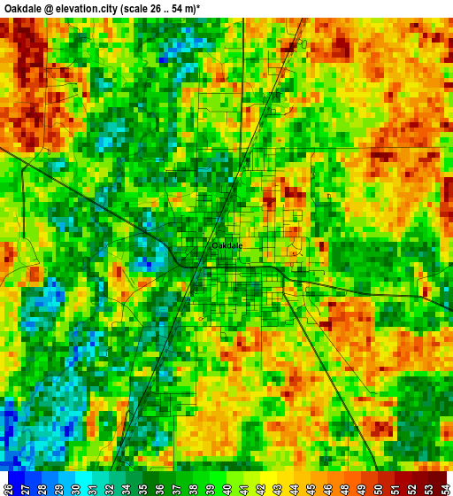 Oakdale elevation map