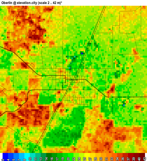 Oberlin elevation map