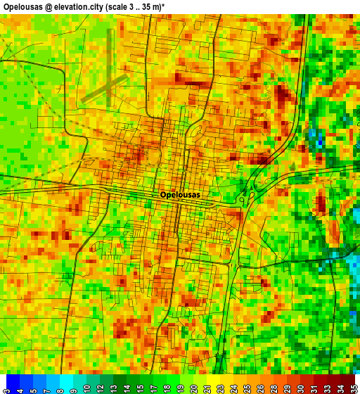 Opelousas elevation map