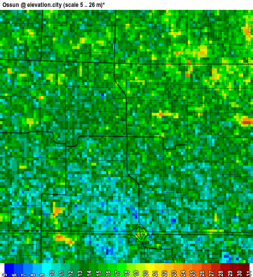 Ossun elevation map