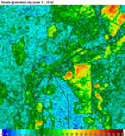 Paradis elevation map