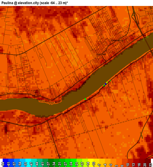 Paulina elevation map