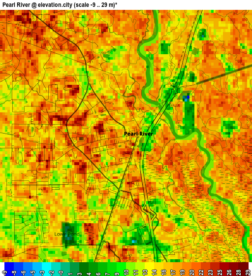 Pearl River elevation map