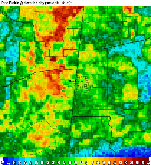 Pine Prairie elevation map