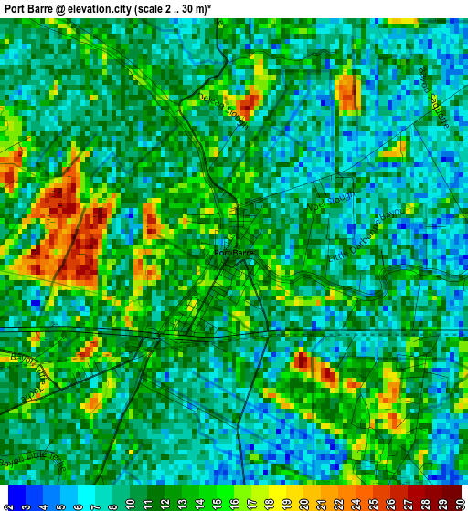 Port Barre elevation map